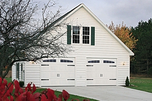 C panel sectional door in white with windows